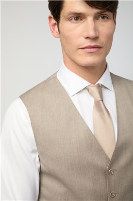  Tailored Fit Italian Super 110's Stone Twill Waistcoat