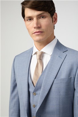  Tailored Fit Italian Blue Windowpane Waistcoat