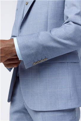  Tailored Fit Italian Blue Windowpane Trousers