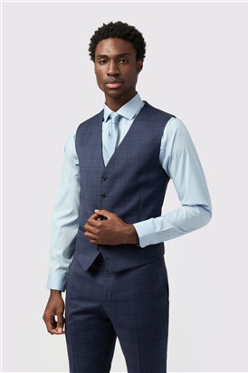  Tailored Fit Italian Ink Check Waistcoat