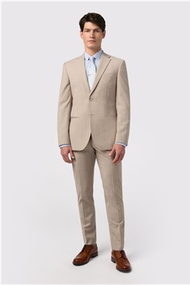  Tailored Fit Stone Chalkstripe Performance Suit
