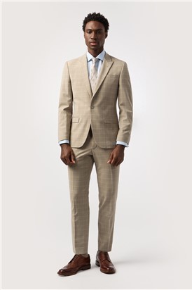  Tailored Fit Performance Stone Blue Check Suit