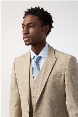  Tailored Fit Performance Stone Blue Check Suit