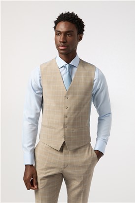  Tailored Fit Performance Stone Blue Check Suit