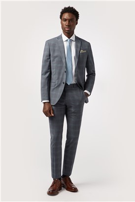  Tailored Fit Blue Seafoam Check Waistcoat