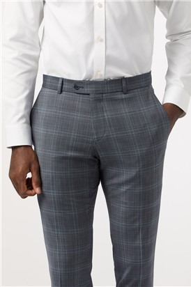 Tailored Fit Blue Seafoam Check Waistcoat