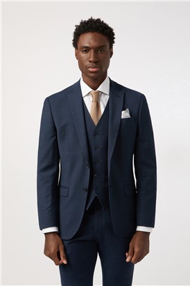  Tailored Fit Performance Navy Texture Suit