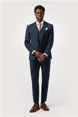  Tailored Fit Performance Navy Texture Suit