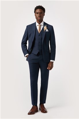  Tailored Fit Performance Navy Texture Suit