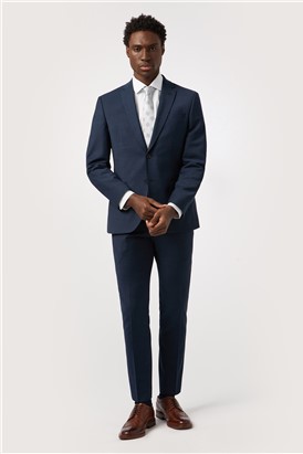  Tailored Fit Performance Navy Texture Suit