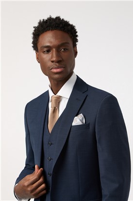  Tailored Fit Performance Navy Texture Suit