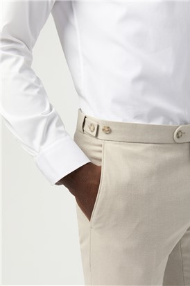  Tailored Fit Stone Linen Trousers