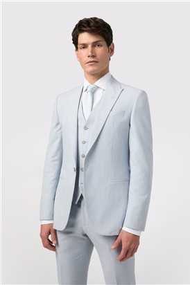  Tailored Fit Soft Blue Linen Trouser