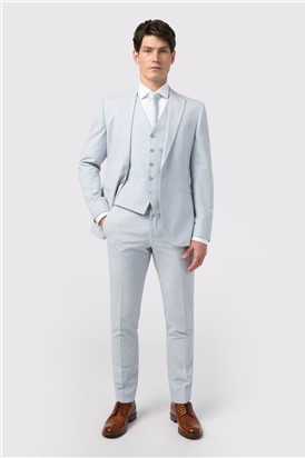  Tailored Fit Soft Blue Linen Trouser