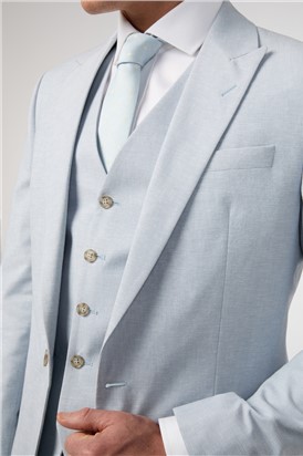  Tailored Fit Soft Blue Linen Trouser