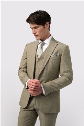  Slim Fit Sage Linen Waistcoat