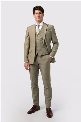  Slim Fit Sage Linen Waistcoat