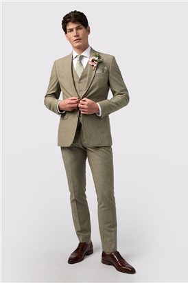  Slim Fit Sage Linen Waistcoat