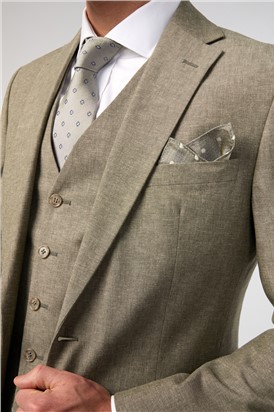  Slim Fit Sage Linen Waistcoat
