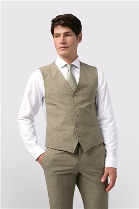 Slim Fit Sage Linen Waistcoat