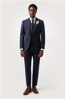  Tailored Fit Performance Navy Stripe Suit