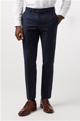  Tailored Fit Performance Navy Stripe Suit