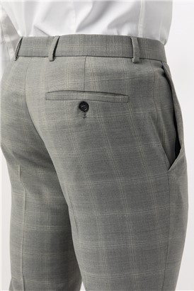  Tailored Fit Cool Grey Windowpane Check Waistcoat