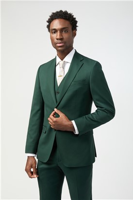  Tailored Fit Italian Super 100'S Bottle Green Twill Suit