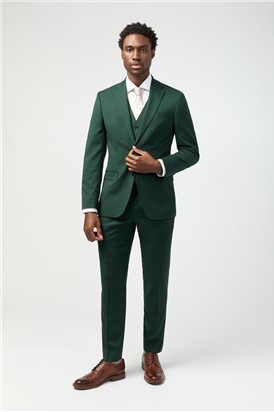  Tailored Fit Italian Super 100'S Bottle Green Twill Suit