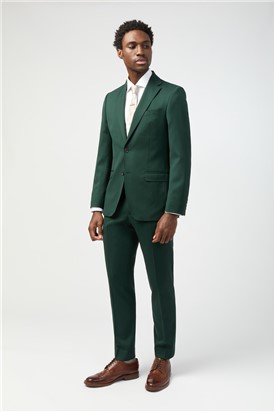  Tailored Fit Italian Super 100'S Bottle Green Twill Suit
