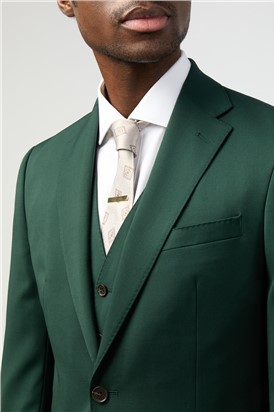  Tailored Fit Italian Super 100'S Bottle Green Twill Suit