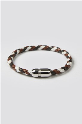  Brown and White Leather Bracelet