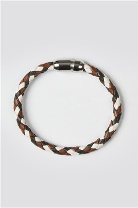  Brown and White Leather Bracelet