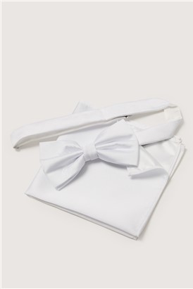  White Satin Bow Tie