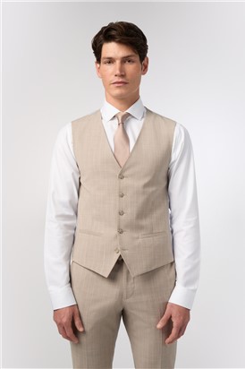  Tailored Fit Stone Chalkstripe Performance Suit