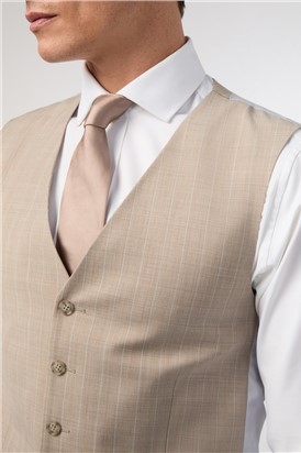  Tailored Fit Stone Chalkstripe Performance Suit