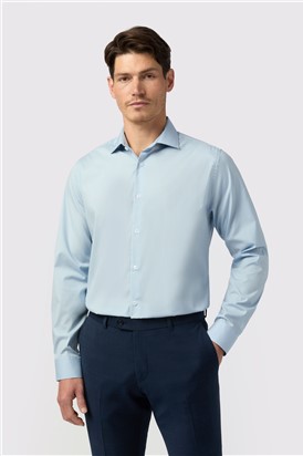  Tailored Fit Non-Iron Stretch Blue Shirt