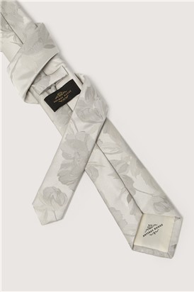  Silver Summer Floral Tie