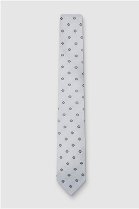  Light Blue Daisy Jacquard Silk Tie