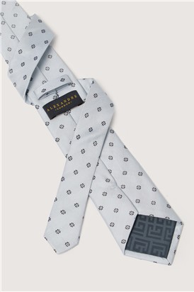  Light Blue Daisy Jacquard Silk Tie