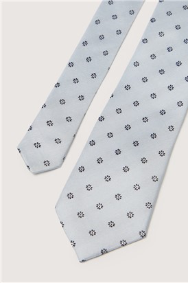  Light Blue Daisy Jacquard Silk Tie