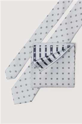  Light Blue Daisy Jacquard Silk Tie