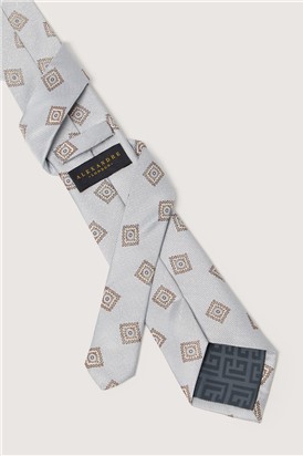  Light Blue Medallion Silk Pocket Square