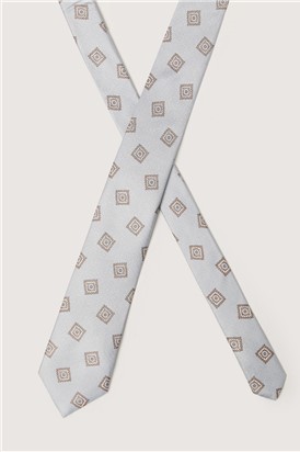  Light Blue Medallion Silk Pocket Square