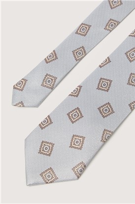  Light Blue Medallion Silk Pocket Square