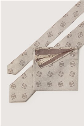  Champagne Medallion Silk Pocket Square