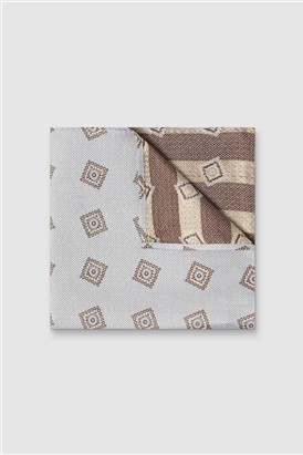  Light Blue Medallion Silk Pocket Square