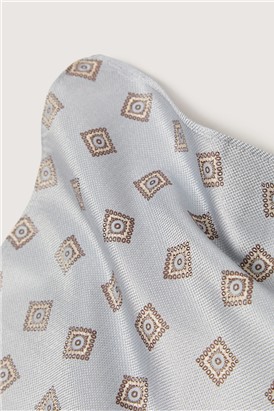  Light Blue Medallion Silk Pocket Square