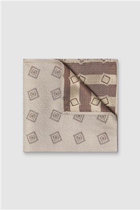  Champagne Medallion Silk Pocket Square