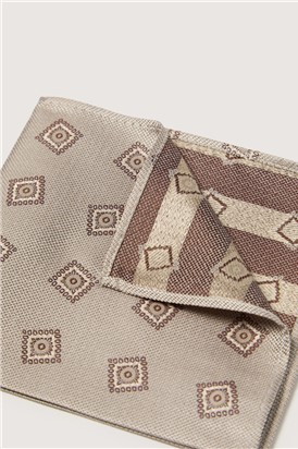  Champagne Medallion Silk Pocket Square